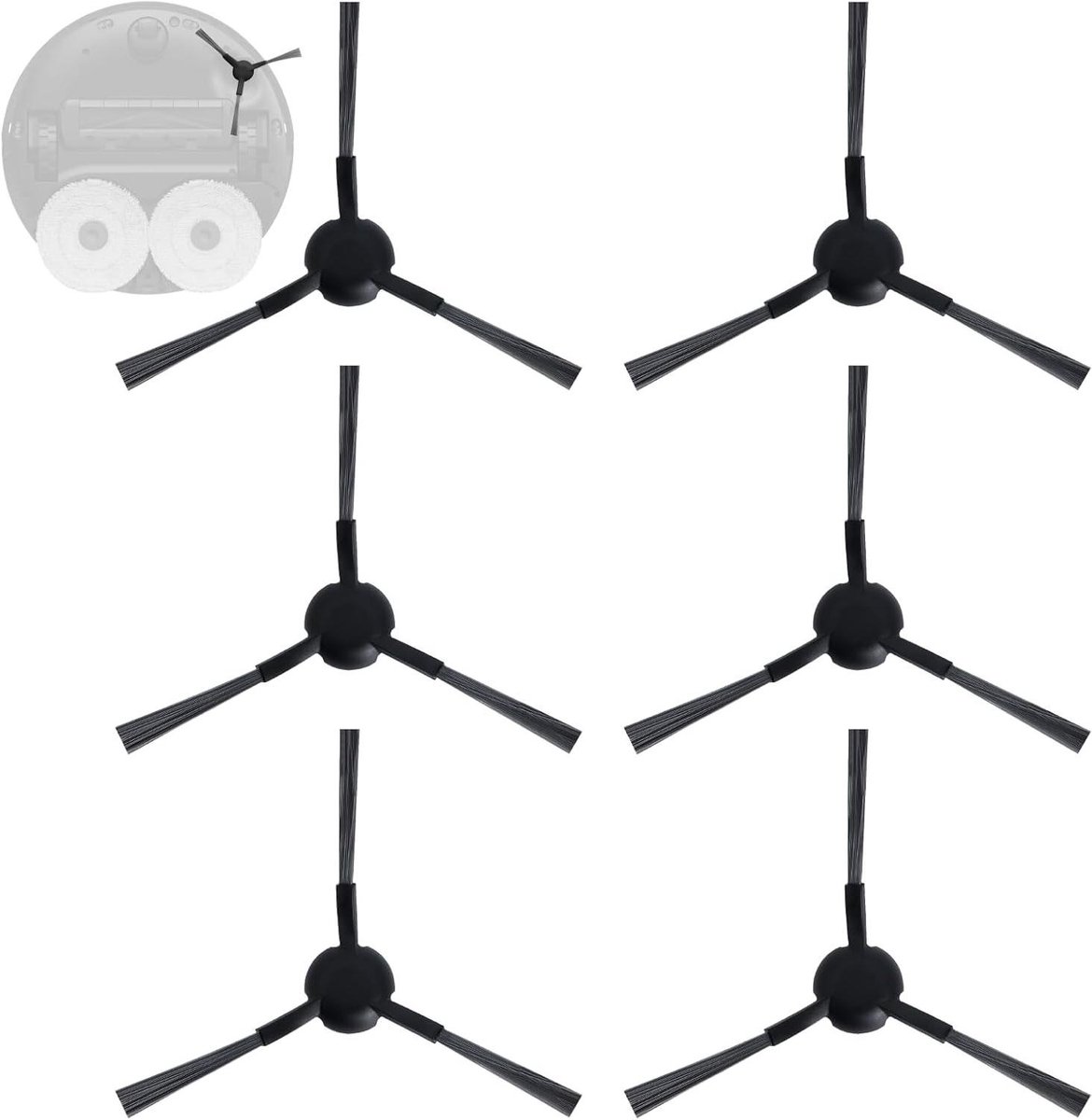 Zijborstels Robotstofzuiger - Reserveborstels Stofzuiger - Grondig Reinigen - Zachte Nylon Borstels - 6 stuks - Wit
