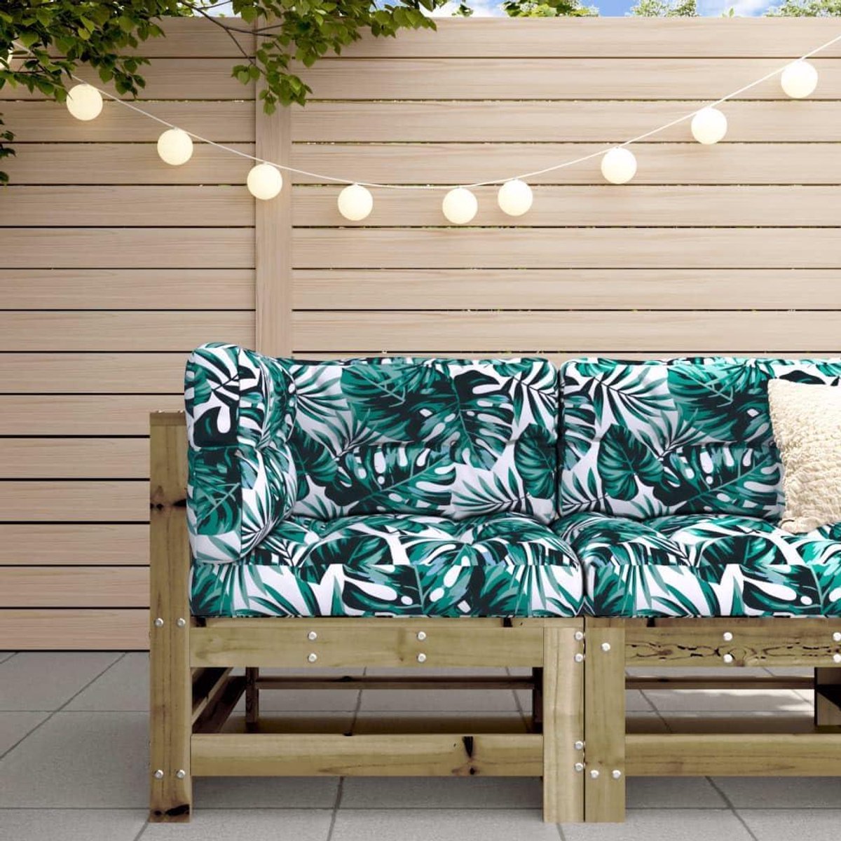 Hoekbank met Kussens - Modulaire Bank Tuin - Buiten Ontspannen - Geïmpregneerd Grenenhout - 63.5 x 63.5 x 60 cm