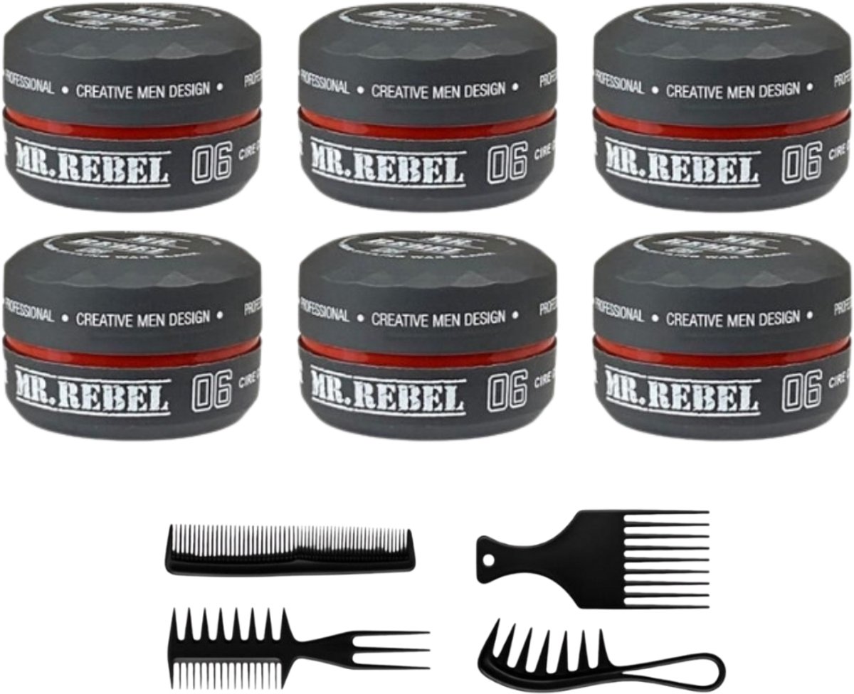MR REBEL 06 STYLING WAX BLACK (6 STUKS) 900 ml