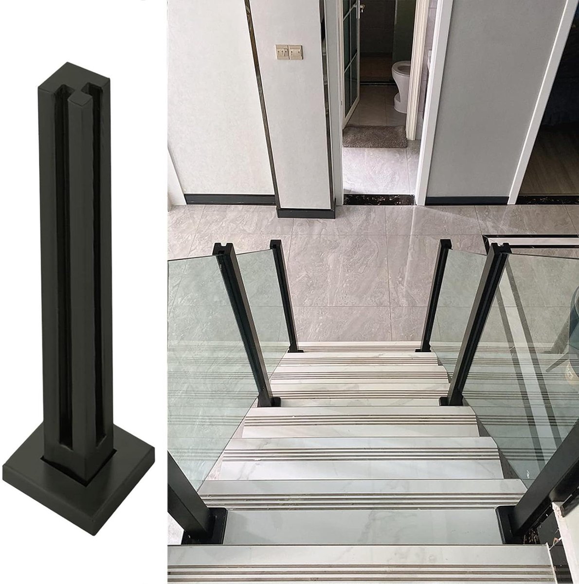 Glazen Leuningpalen - Balustrade Palen - Tuinhek Afschermen - Roestvrij Staal - Niet gespecificeerd - Zwart