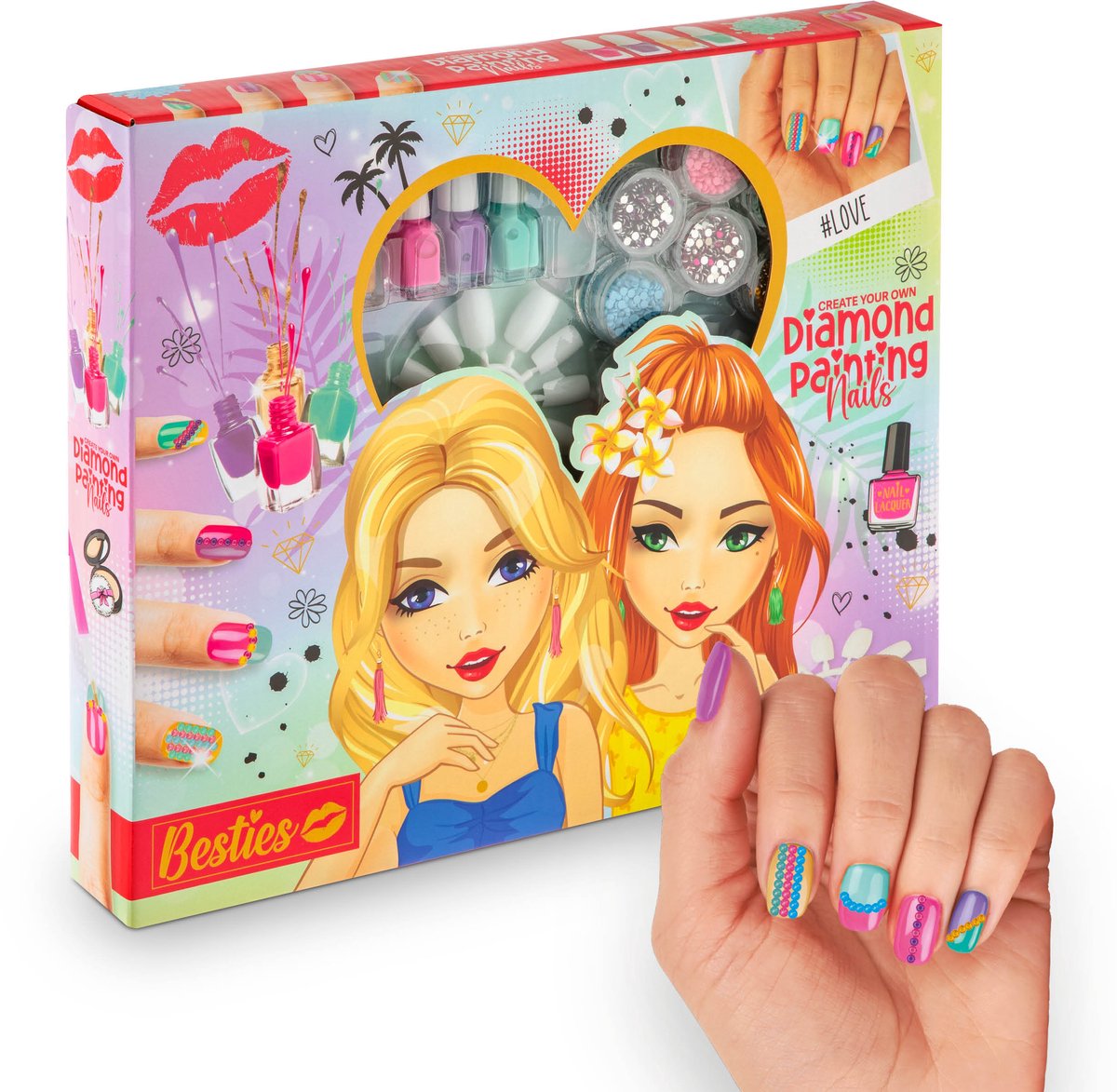 Besties Create your own diamond painting nails - Nagelstudio meisjes - knutselen meisjes - kinder nagellak - nagellak set