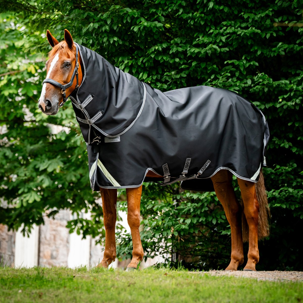 Rambo Supreme 1680D Turnout Plus Lite 0g - Zwart/Onweersgrijs & Zilver - 78"/6'6"