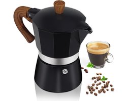 Aluminium Moka-pot voor 3 kopjes – Klassieke Italiaanse espressomaker voor op het fornuis – Geschikt voor Italiaanse en Cubaanse koffiebereiding – Voor thuis en op de camping – 150 ml (5 oz)