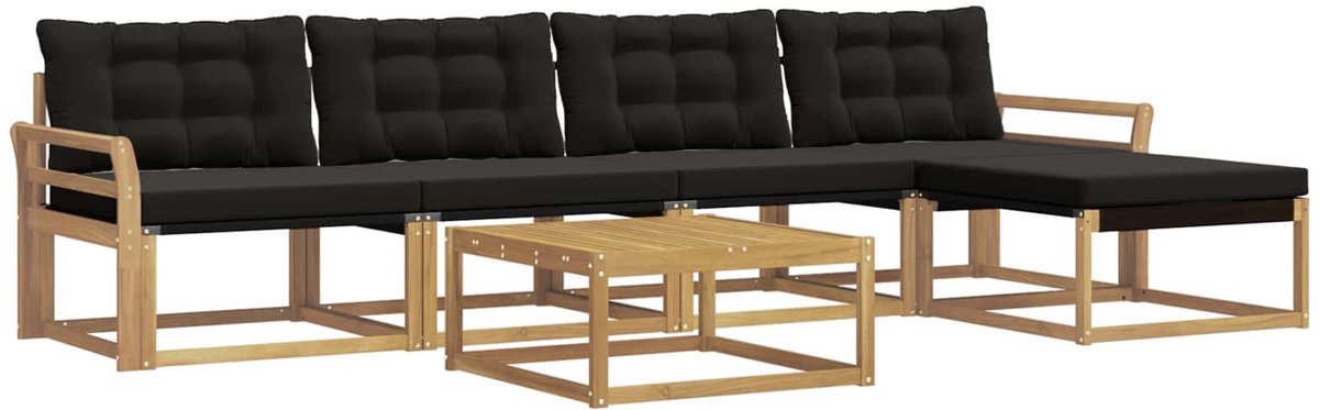 vidaXL Buiten - bank - set - 6 - st - 4-zits - Wit - en - zwart Wit en zwart