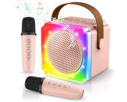 Karaoke Set voor Volwassenen en Kinderen – met 2 Microfoons – Bluetooth‑Speaker – Draagbaar Model – LED‑Verlichting