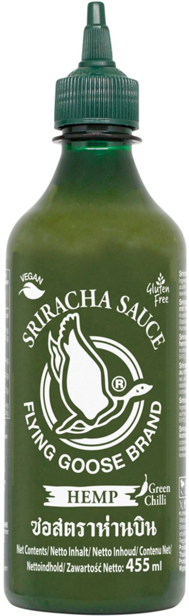 Flying Goose Siracha Chilisaus met hennep smaak 12 x 455 ml