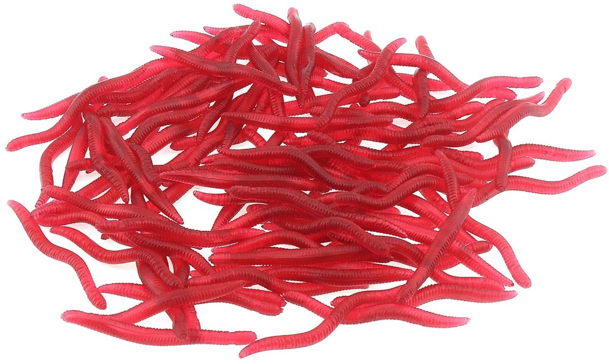 Dailygoody - Simuleer Aardworm - Kunstmatig Aas - 100 Stuks - Zacht Vissen - Rood - Perfect voor Hengelaars - 1,4 Inch