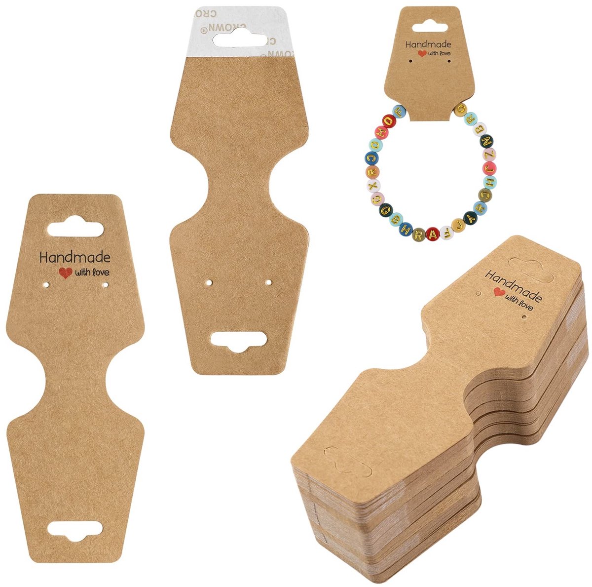 Dailygoody - Displaykaarten voor Sieraden - 100 Stuks - Kraftpapier - Zelfklevende Oorbellen en Armbanden - Perfect voor Verkoop en Presentatie - Voor...