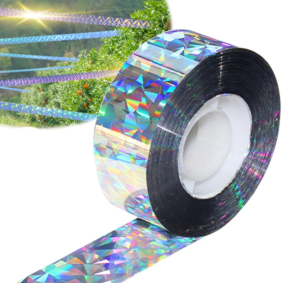 Dailygoody - Vogelafschrikband - Reflecterende Vogelafweer - 80 m x 4,8 cm - Geluidseffect - Tuinbescherming - Bescherming van huizen - Reflecterende ..