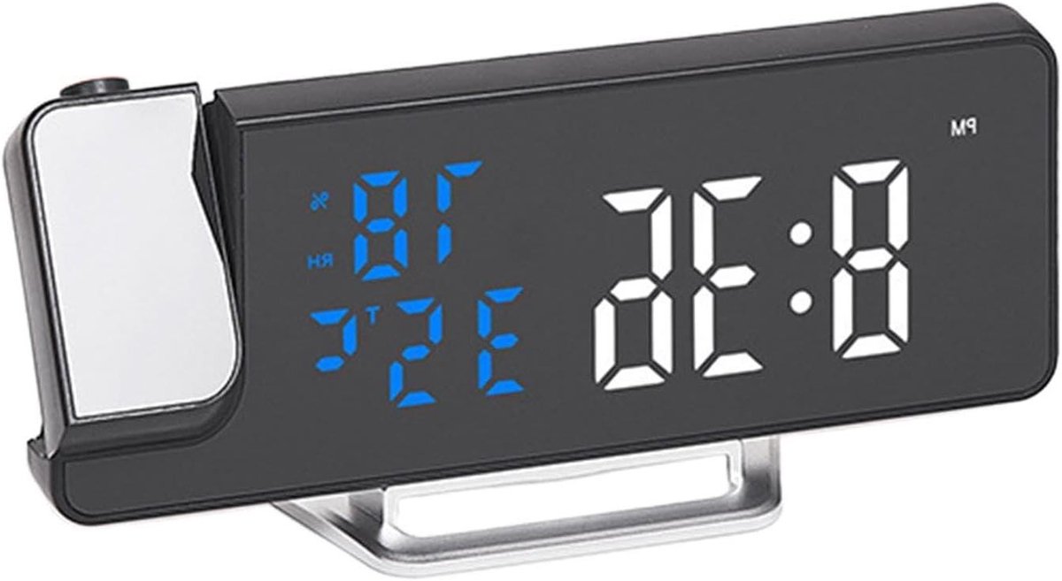 Projectieklok - Digitale wekker - Tijd en klimaat - 270° draaibare projector - 193 cm - Zwart