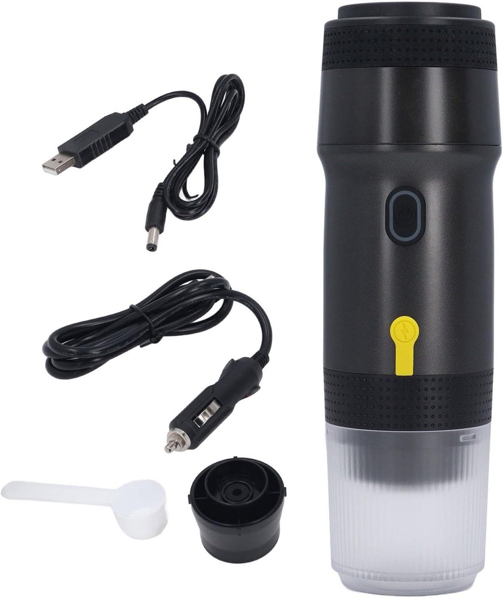 Draagbaar Koffiezetapparaat - Elektrische Koffiemaker - Outdoor Camping Reizen - Snelle Verwarming Draadloos - 60 ml Tank - Zwart