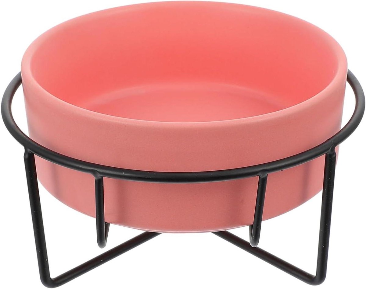 Keramische Voerbak - Hondenbak Kattenbak - Huisdieren Voeren - Comfortabele Eetpositie - 14 x 14 x 7.5 cm - Roze