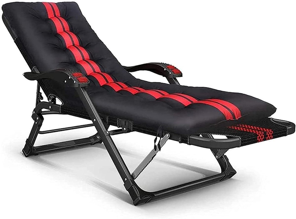 Loungestoel Opvouwbaar - Ligbed Tuinstoel - Ontspannen Buiten - Extra Breed Verstelbaar - 67 cm Breed - Gestreept