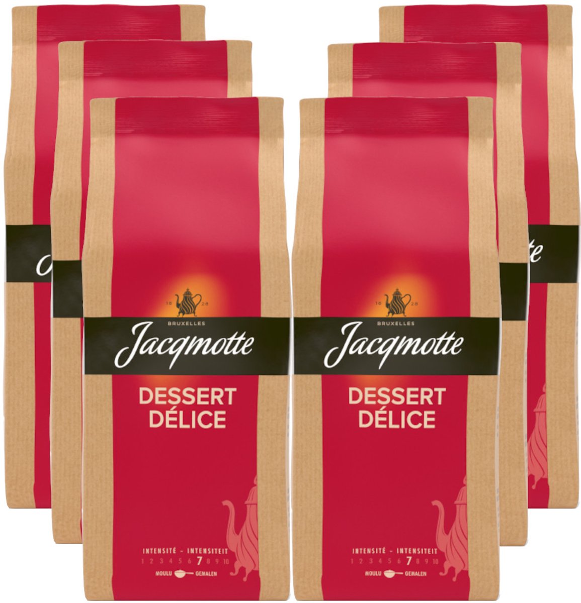 Jacqmotte Dessert Delice - Multipack - Gemalen Koffie - 1,5kg (6x250g)