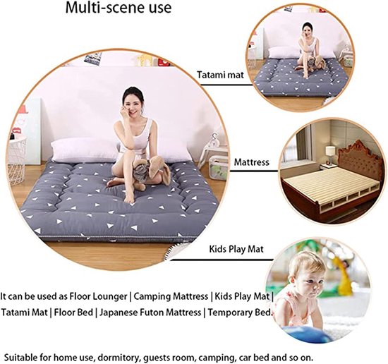Japanse Tatami Mat - Vloermatras Futon - Comfortabel Slapen - Ademend Katoen - 2 x 9 Meter - Marineblauw — afbeelding 4
