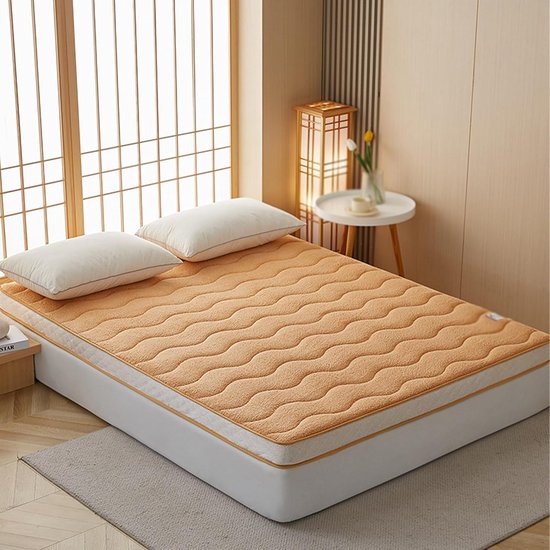 Japanse Futon Matras - Oprolbare Tatami - Comfortabel Slapen - Versterkte Randafwerking - 10 cm Dikte - Camel — afbeelding 5