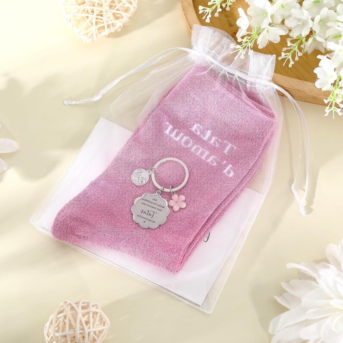 Glinsterende Panty met Pailletten, Sleutelhanger en Kraamcadeau voor Tante bij Geboorte, Doop of Kerstmis