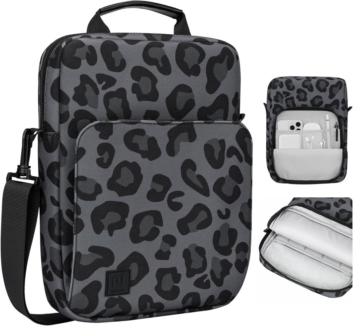 Schoudertas voor 9-11 inch tablets, geschikt voor iPad en Galaxy Tab, met trendy luipaardprint