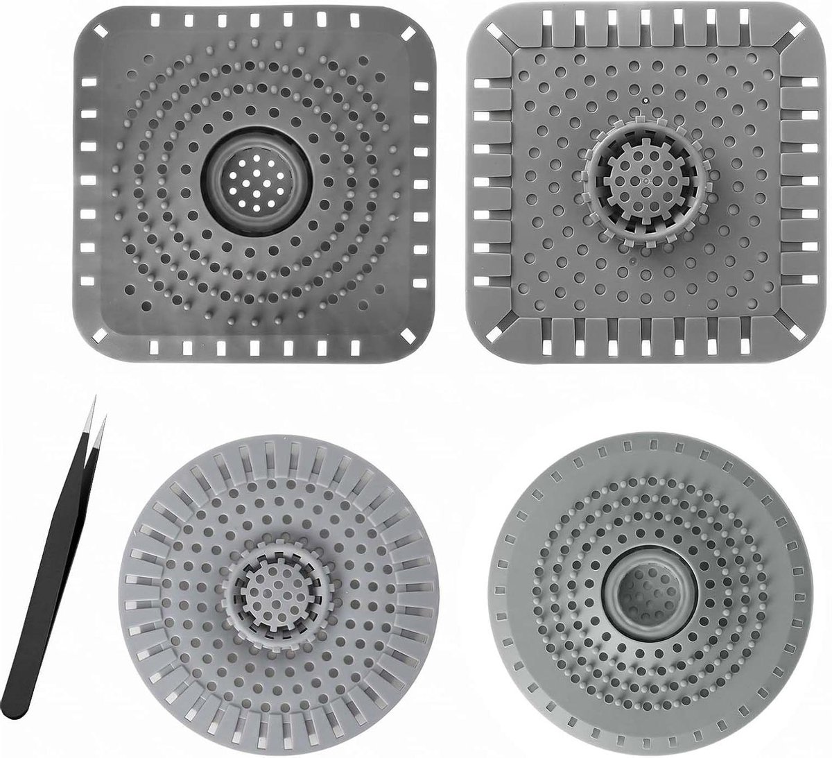 Afvoerzeef Set - Haarfanger Douche - Voorkomen Verstoppingen - Dubbel Filtersysteem - 12.5cm - Groen