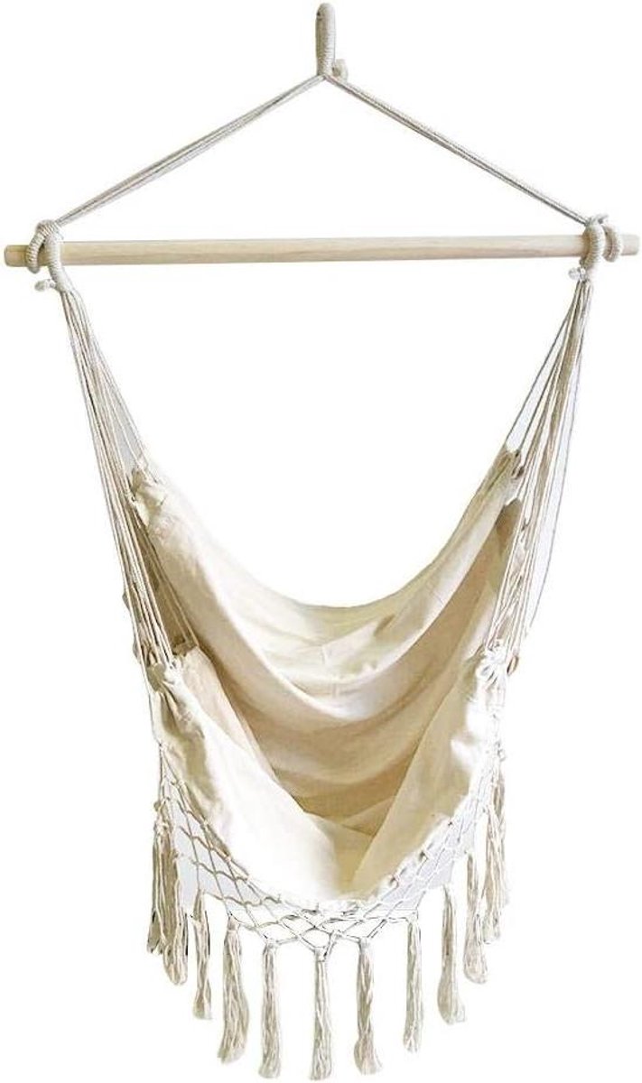 Hangmat Stoel - Netstoel Swing - Ontspannen Buiten - Katoen Touw Net - 130 x 100 cm - Veelkleurig