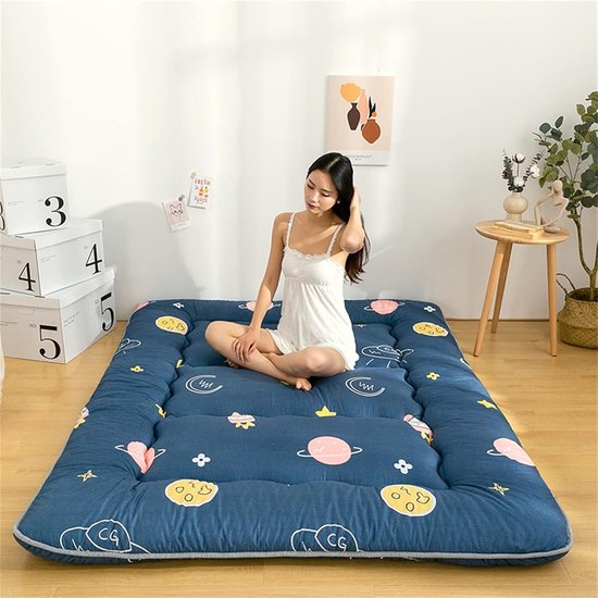 Futon Matras - Vloerbed - Kamperen en Reizen - Huidvriendelijke stof - 120x200cm - Geel — afbeelding 3