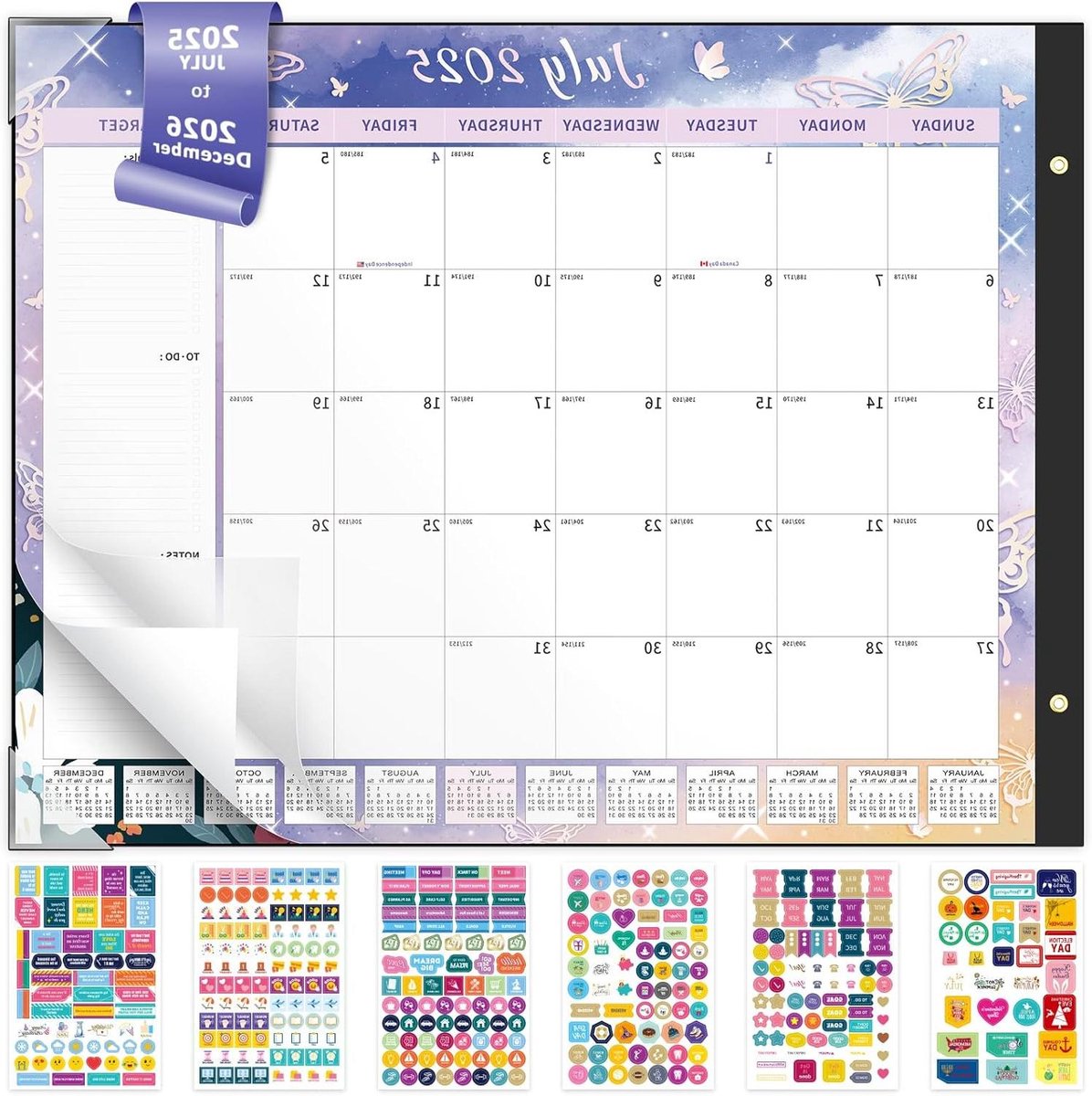 Bureaukalender - Gezinsplanner Maandplanner - Planning en Organisatie - Met Beschermhoes - 56 x 43 cm - Gediversifieerd