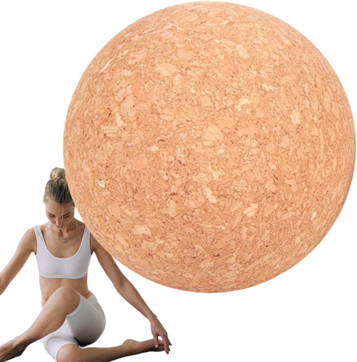 Kurken Yoga Bal - Massagebal Roller - Spierherstel - Duurzame Materialen - 7 cm - Natuurlijk
