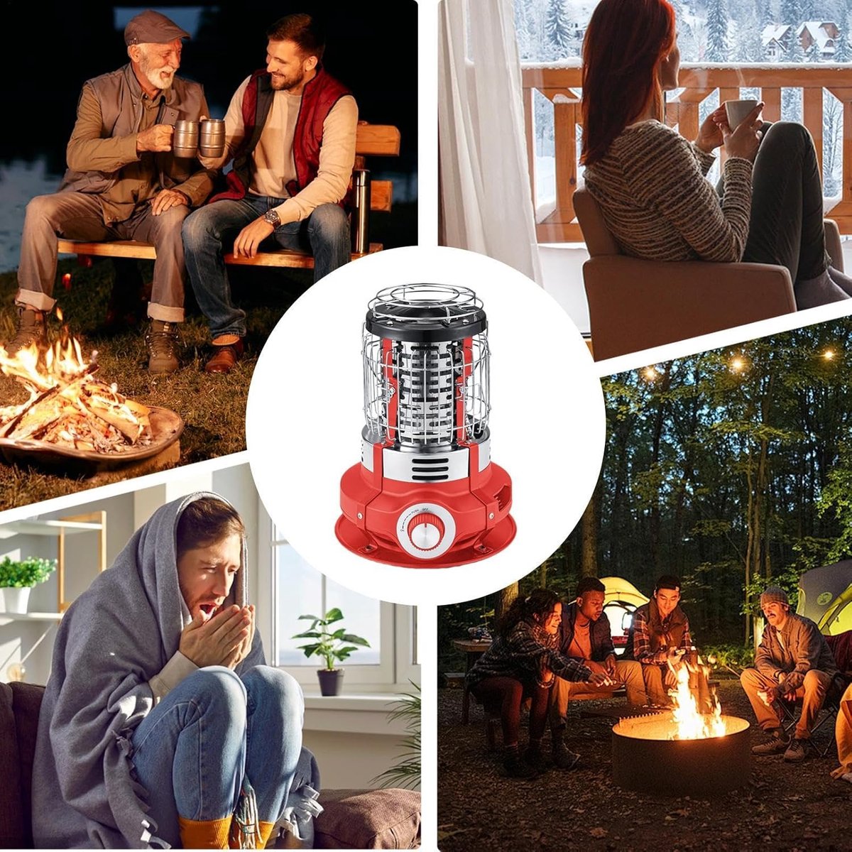 Terrasverwarming Elektrisch - Buitenverwarming Tuin - Buitenruimte Verwarmen - Kantelbeveiliging - 1500 W - Rood – foto 2