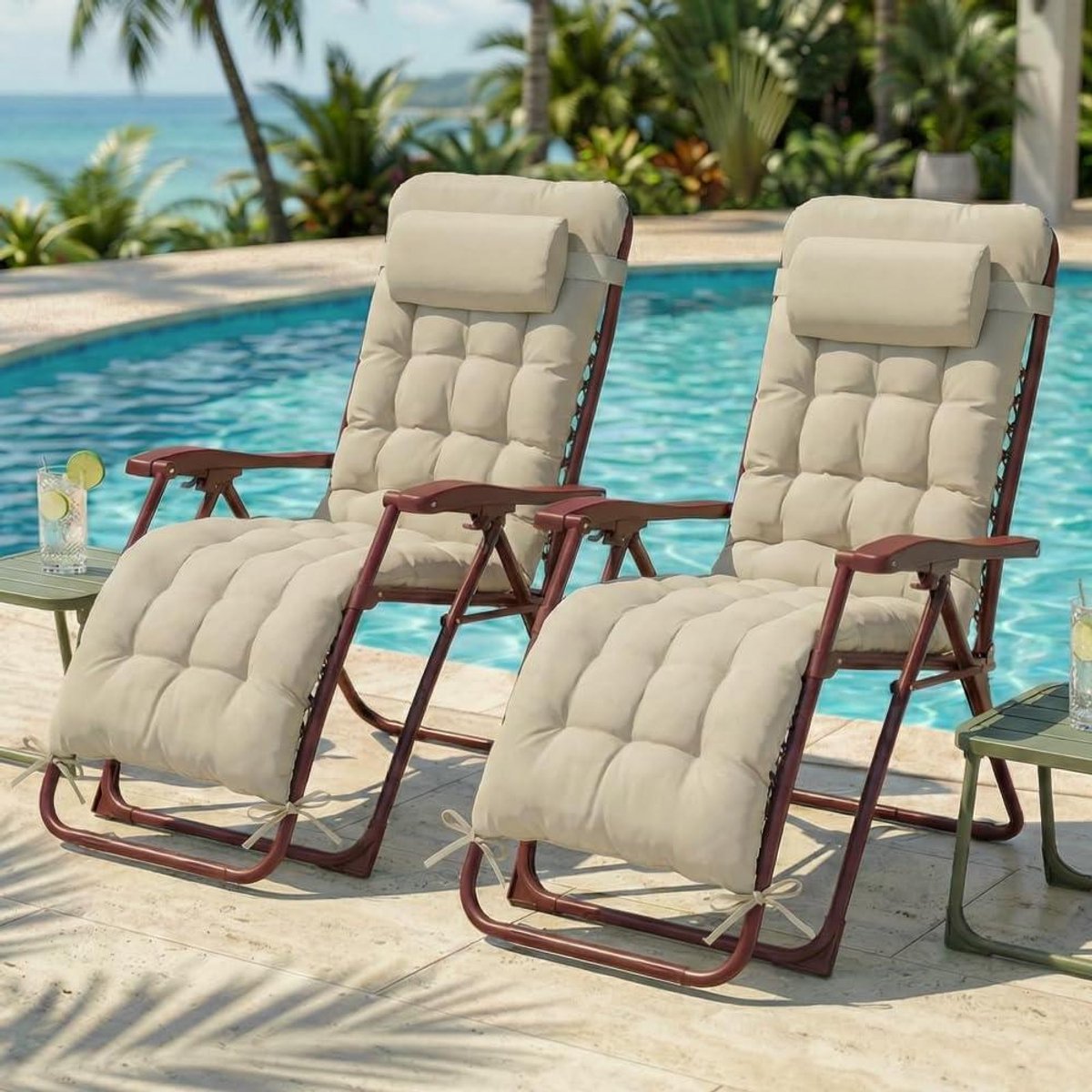 Loungestoel Set - Tuinstoel Relaxstoel - Buiten Ontspannen - Zero Gravity Positie - 2 stuks - Terracotta