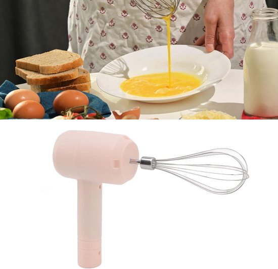 Draadloze Handmixer - Elektrische Mixer - Bakken en Mixen - USB Oplaadbaar - 20W Krachtig - Lichtroze — afbeelding 3
