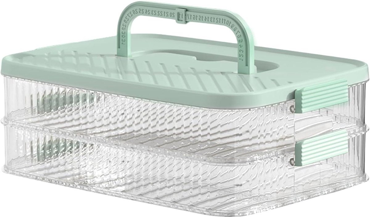 Kaasbewaardoos - Voedselcontainer Koelkast - Voedsel Organiseren - Meerlaags Stapelbaar - 317 x 24 x 11 cm - Transparant Wit