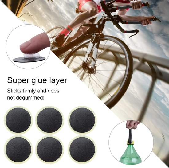 Fietsband Reparatiekit - Bandenplak Set - Binnenbanden Plakken - Lijmvrije Plakken - 6 stuks - Zwart — afbeelding 2