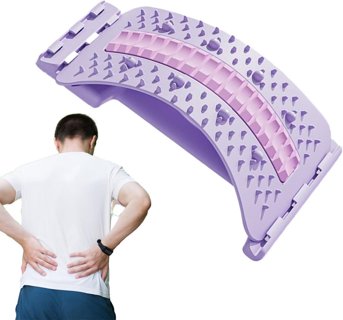 Rugstrekplank - Onderrug Steun - Houdingscorrectie - Magnetische Massage - 39 x 26 cm - Paars