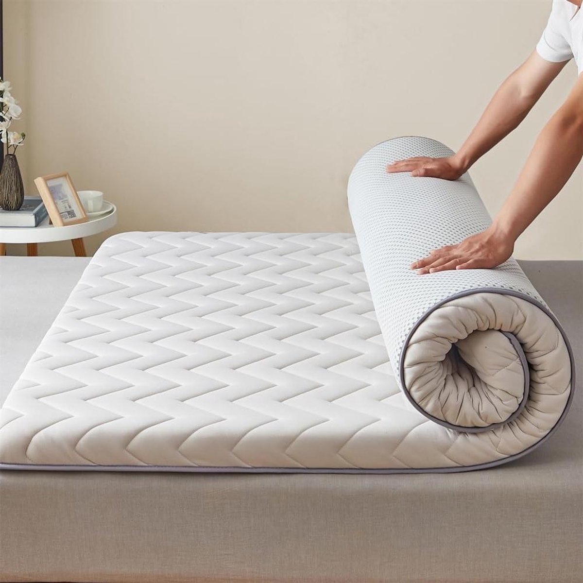 Japanse Futon Matras - Opvouwbaar Slaapmat - Comfortabel Slapen - Duurzame Kwaliteitsconstructie - 90x200cm - Grijs