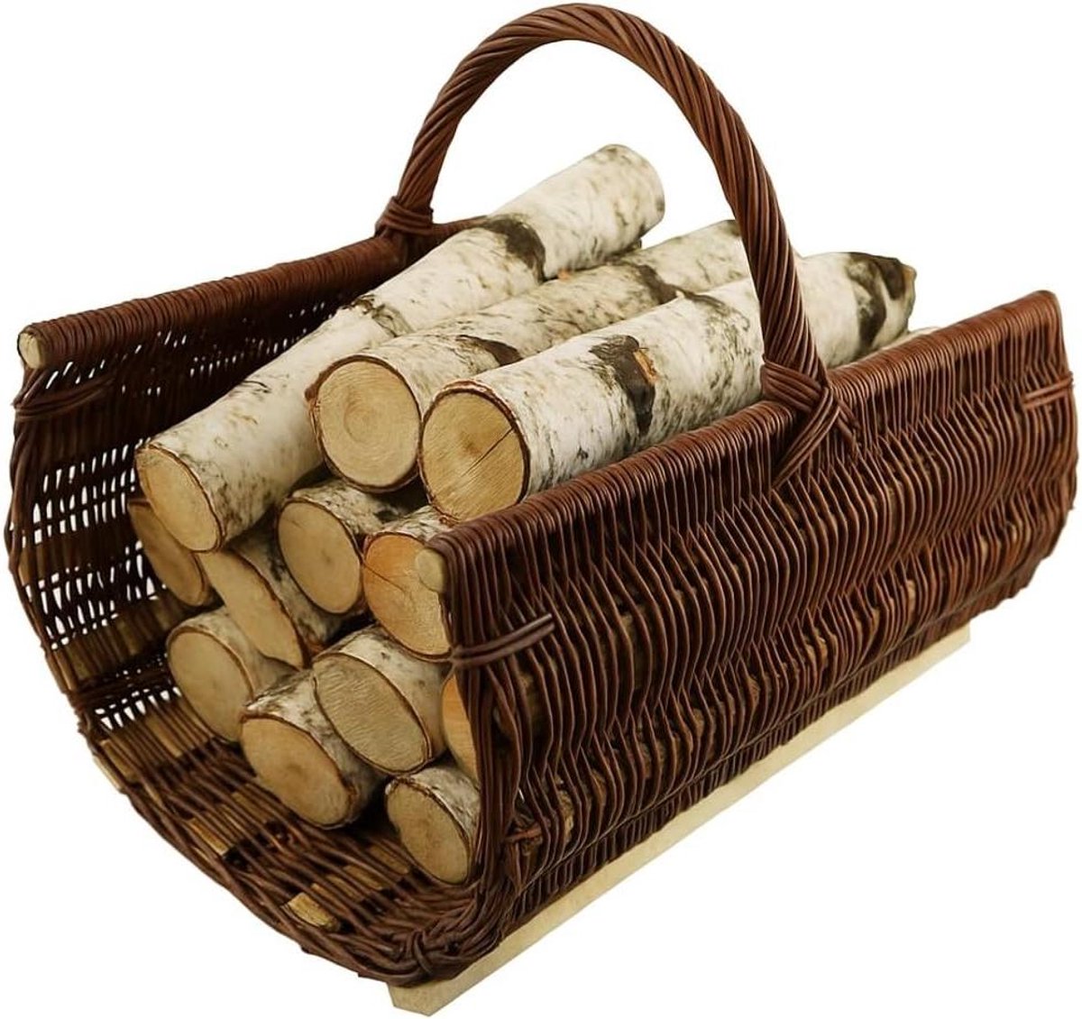 Rieten mand - Houtmand decoratief - Brandhout opslag - Stevig vlechtwerk - 50 cm lengte - Naturel bruin