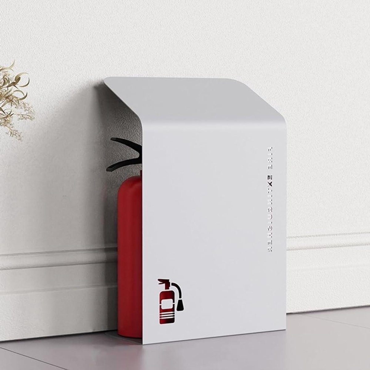 Brandblusser Kast - Veiligheidsopberger Decoratief - Veiligheid Organiseren - Stevig Ijzer Gelast - 55-60 cm Hoog - Rood Zwart Wit