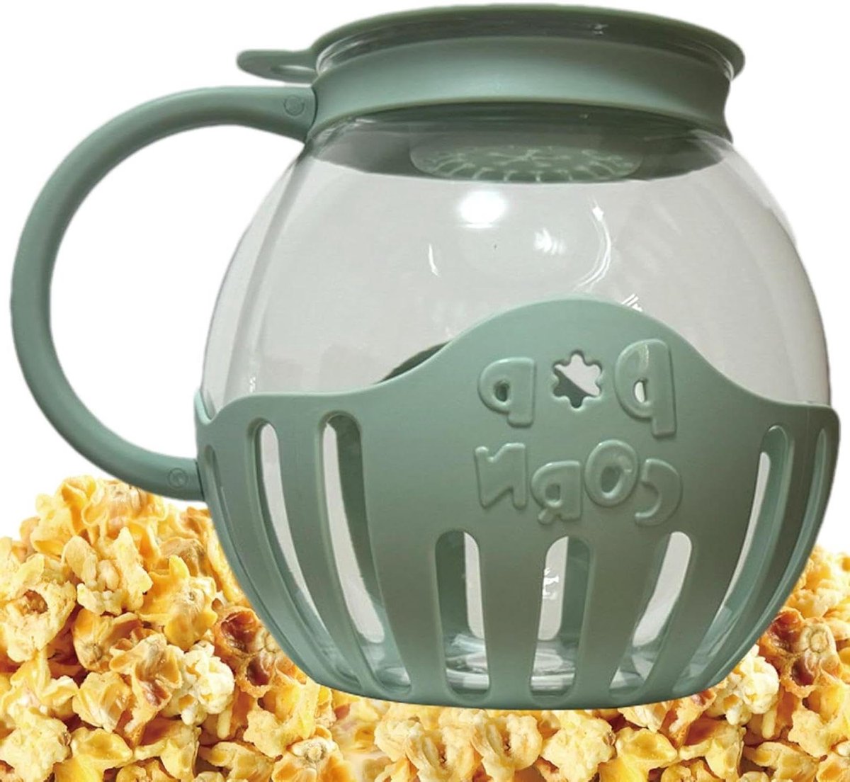 Popcorn Maker - Magnetron Popcorn - Snacks Maken - Hittebestendig Glas - 2.1 Liter - Groen