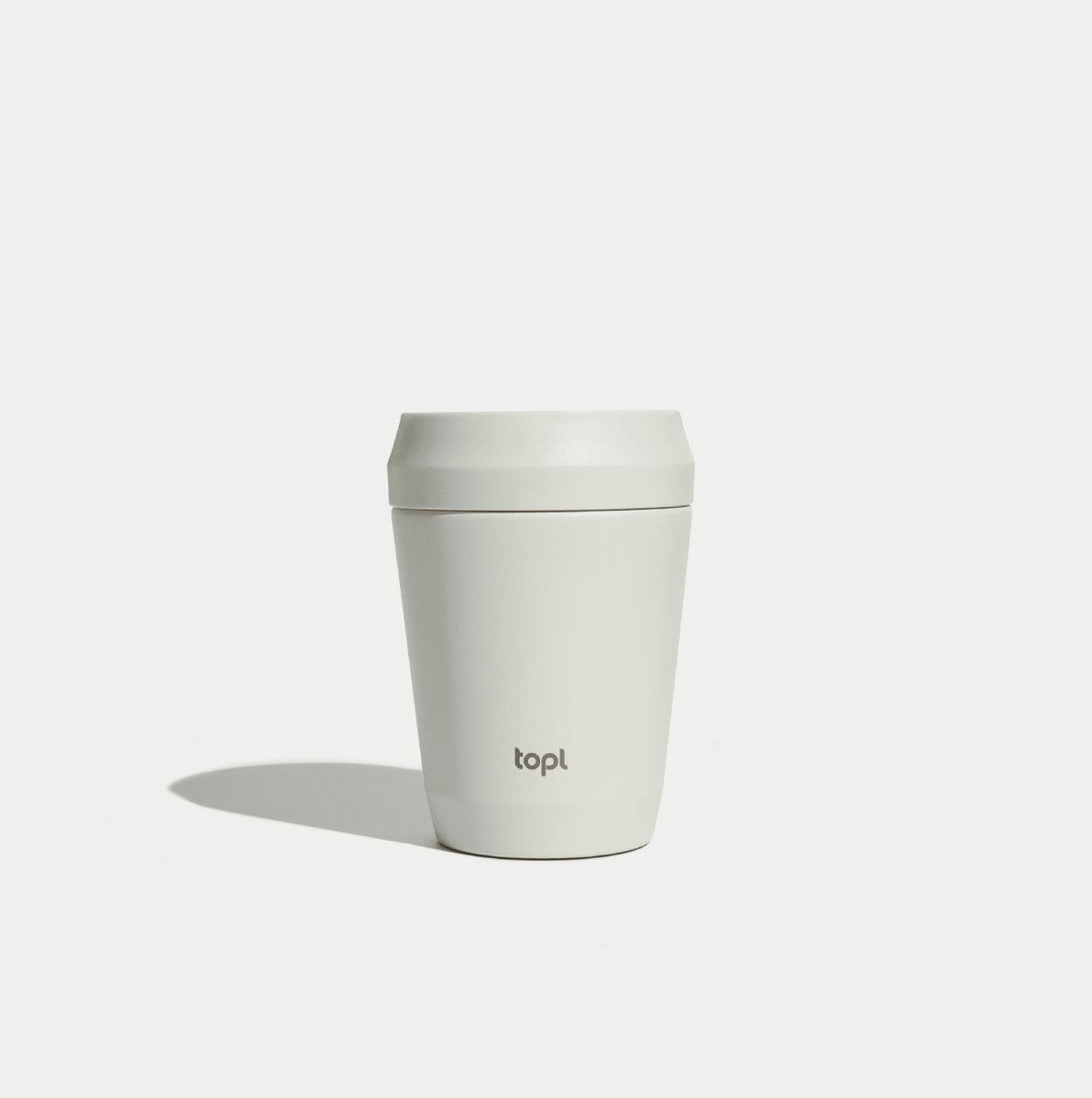 topl Reisbeker To Go Tumbler 8oz/235ml H133mm Cream Salt Twist to open, drink 360 Patented Lid Made with RCS (Recycled Steel ) certified recycled materials and vacuum insulated Travel Mug Thermosbeker
