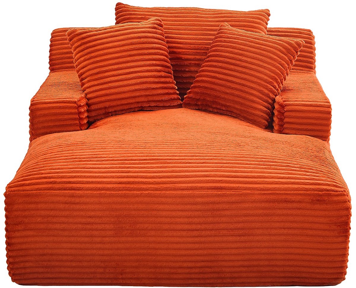 Vente-unique Chaise longue in grof ribfluweel terracotta DONILIA