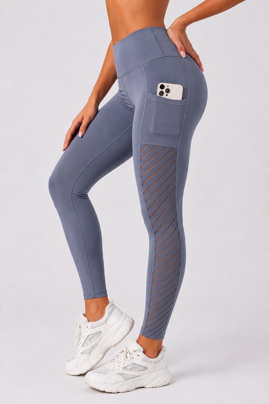 SparkNine Novawave sportlegging dames - squatproof - ademend - met zakken - L - grijs - mesh panelen - elastisch & stijvol — afbeelding 2