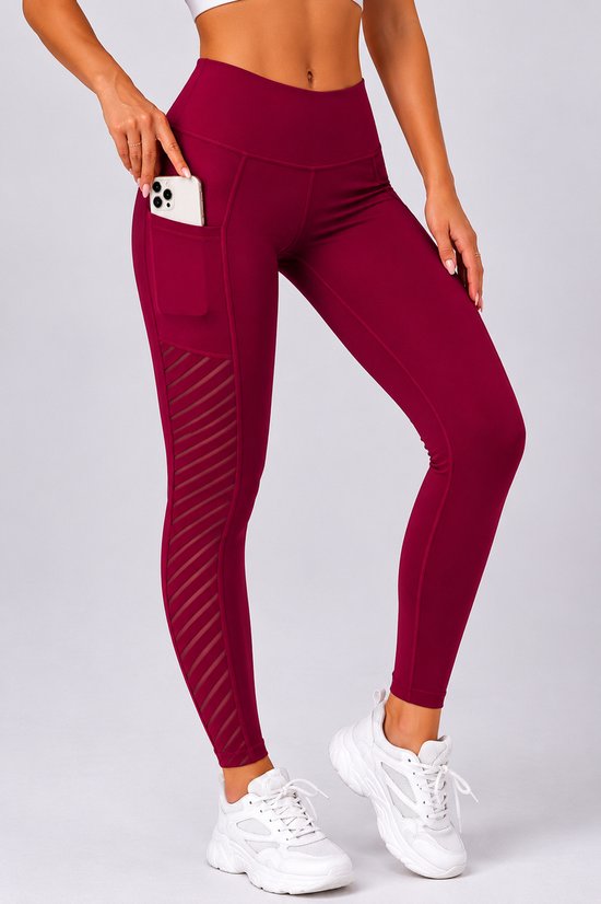 SparkNine Novawave sportlegging dames - squatproof - ademend - met zakken - L - rood - mesh panelen - elastisch & stijvol — afbeelding 4