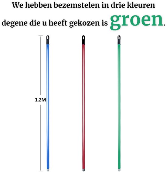 Clean Bezem met Steel - 132x28 cm - Binnenbezem - Voor Parket & Laminaat - Kamerveger - Zaalveger - Zachte Bezem - Straatbezem - Binnen Bezem - Ergonomische Huishoudbezem - Krasvrije Veger voor Gladde Vloeren - Fijnhaar Zachte Borstel - Geel/Groen — afbeelding 4