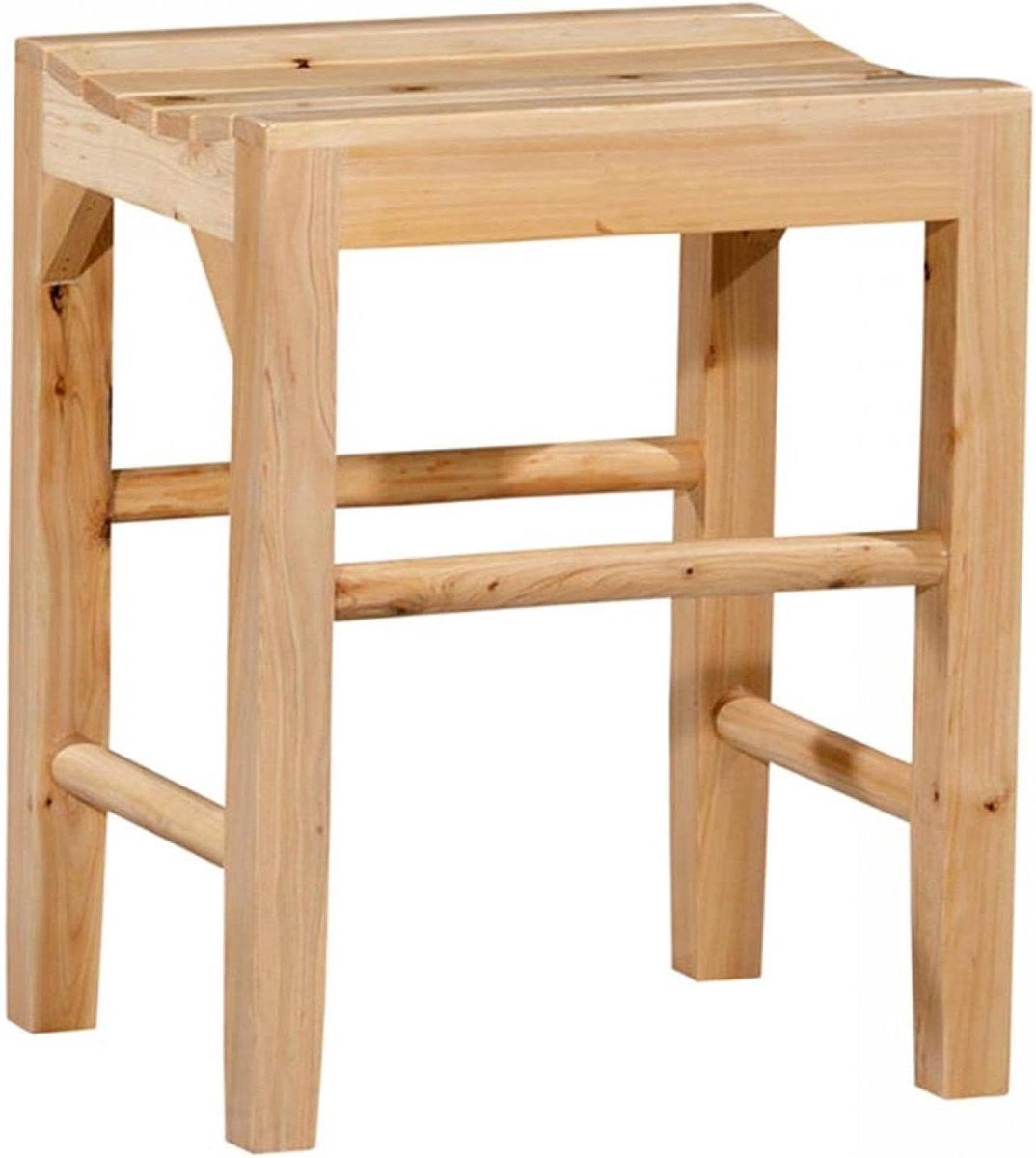 Houten Bad Kruk - Douche Zitbank Voetenbank - Ontspanning in Bad - Gebogen Concaaf Ontwerp - 35x28x43 cm - Houtkleur