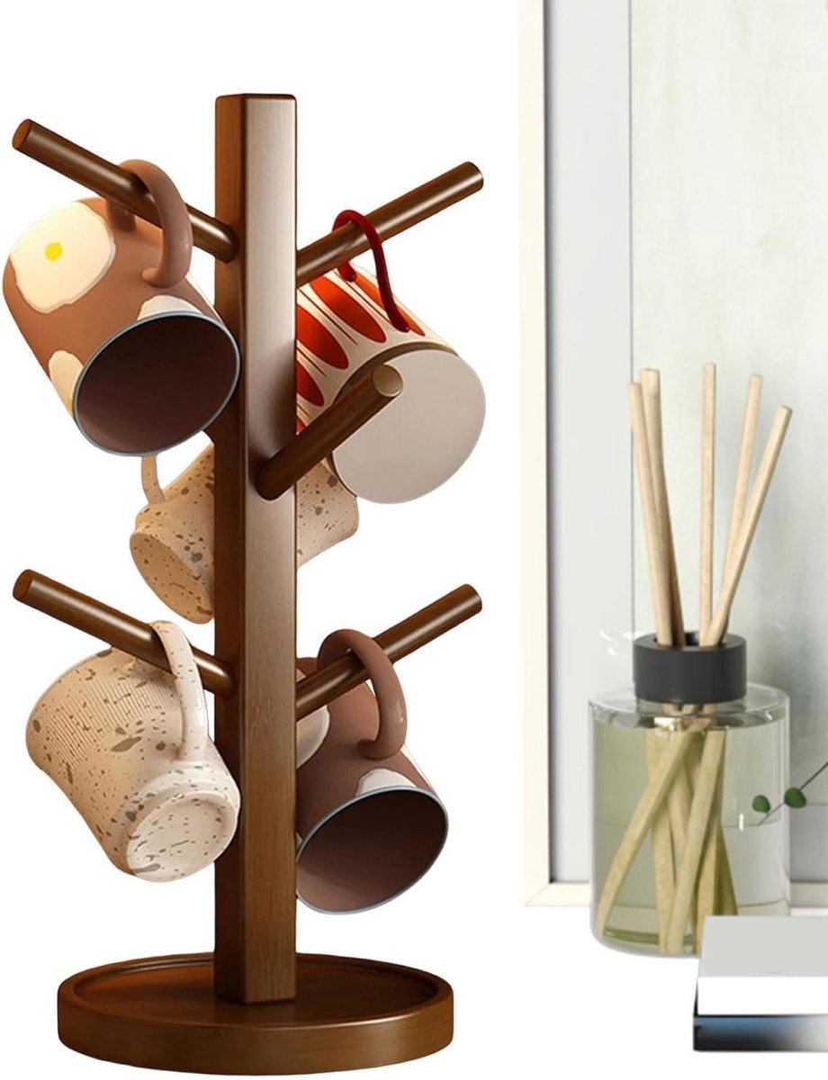Mokkenboom - Kopjeshouder Rek - Keuken Organiseren - Compact Forma - 28 x 15 x 5 cm - Bruin