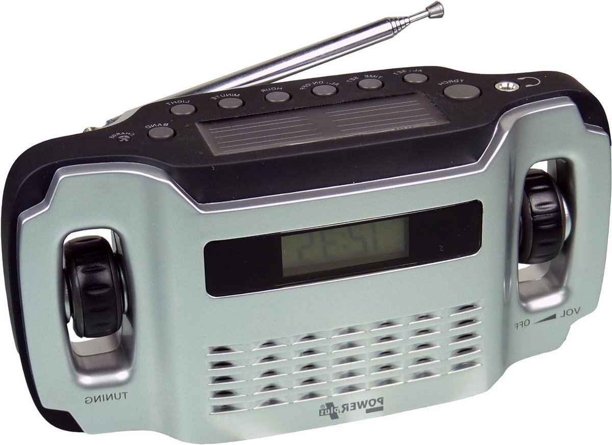 Draagbare Radio Zaklamp - Dynamo Radio Solar Radio - Noodsituaties - Zelf Oplaadbaar - Inclusief USB Kabel - Zilver Zwart
