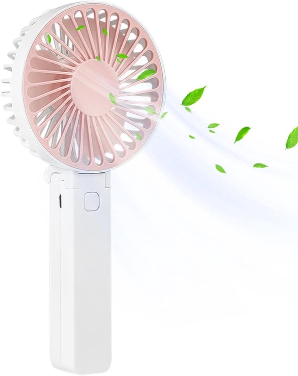 Opvouwbare Bureauventilator - Persoonlijke Handventilator - Persoonlijk Koelen - 180 Graden Opvouwbaar - Compact Formaat - Roze