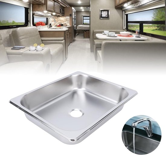 Ronde RVS spoelbak 325 x 265 x 65 mm, vierkante inbouwkeuken- en badkamerspoelbak met 40 mm afvoer, duurzaam en stijlvol ontwerp — afbeelding 3