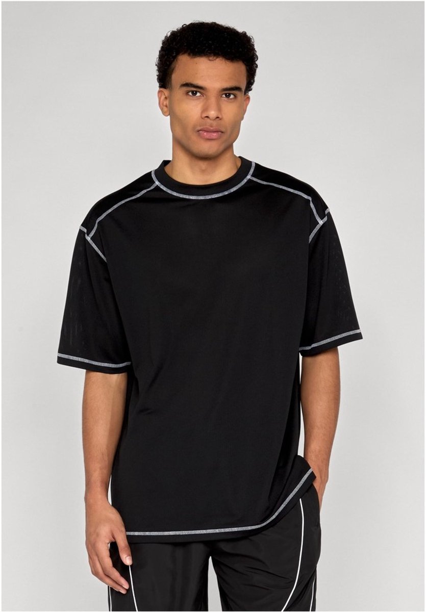 Urban Classics Oversized Closehole Mesh T-shirt Heren Oversized T-shirt – L Zwart