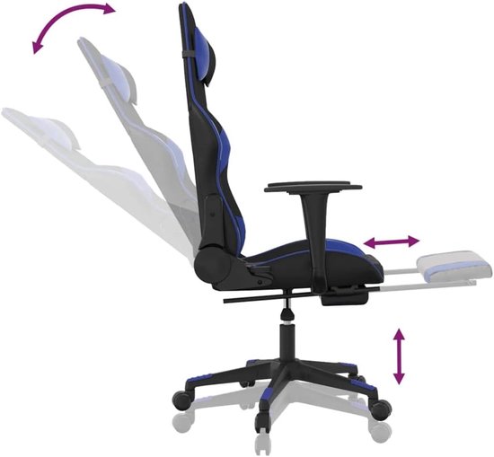 Gaming Stoel - Racer Stoel - Comfortabel Gamen - Verstelbare Rugleuning - 64 x 60 x 127 cm — afbeelding 4