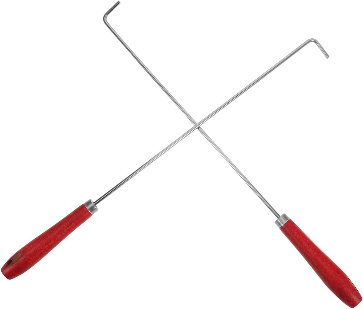 Rvs Fire Poker - Vuurhaak Stok - Veilig Vuur Maken - Hittebestendig Houten Handvat - 50 cm - Zilver